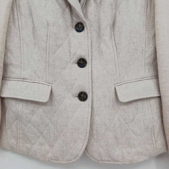 Talbots Beige Quilted Wool Blend Blazer Jacket Size 2 - Picture 5 of 12